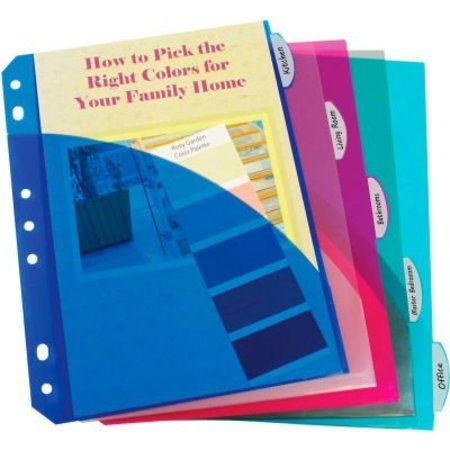 C-LINE PRODUCTS C-Line Products Mini Size 5-Tab Poly Index Dividers, Assorted Colors with Slant Pockets, 60/Set 03750-BX